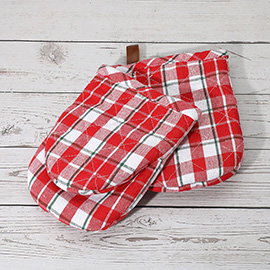 2PCS - Classic Checkered Pattern Quilted Oven Mitt Set