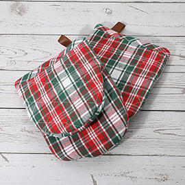 2PCS - Classic Checkered Pattern Quilted Oven Mitt Set