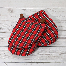 2PCS - Classic Checkered Pattern Quilted Oven Mitt Set