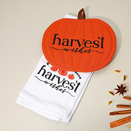2PCS - HARVEST Pumpkin Trivet Kitchen Towel Set