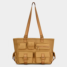 Multi Pocket Utility Shoulder Tote Bag