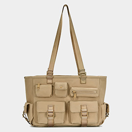 Multi Pocket Utility Shoulder Tote Bag