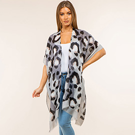 Lightweight Bold Animal Print Kimono Poncho