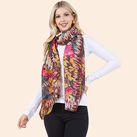 Lightweight Abstract Floral Print Scarf