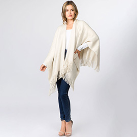 Metallic Fringe Shawl Wrap Poncho