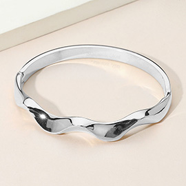 Stainless Steel Wavy Hinged Bangle Bracelet
