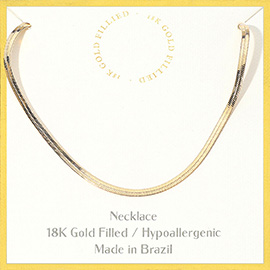 18K Gold Filled Hypoallergenic Flat Herringbone Chain Necklace