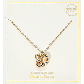 18K Gold Dipped Twisted Knot Pendant Necklace