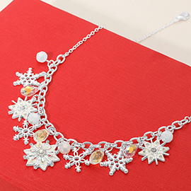 Snowflake Charm Embellished Necklace