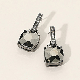 Cushion Square Stone Dangle Evening Earrings
