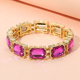Bold Gem Stone Beaded Stretch Evening Bracelet