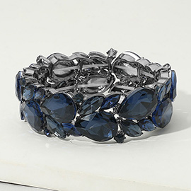 Teardrop Marquise Stone Cluster Stretch Evening Bracelet