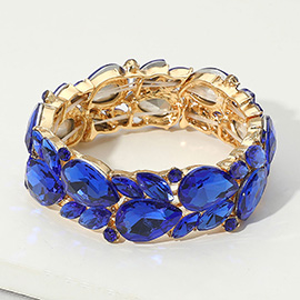 Teardrop Marquise Stone Cluster Stretch Evening Bracelet
