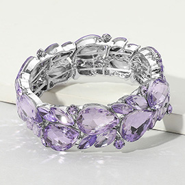 Teardrop Marquise Stone Cluster Stretch Evening Bracelet