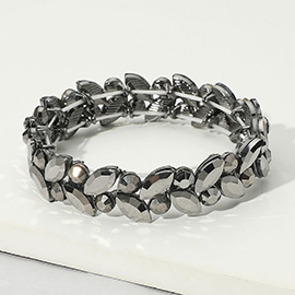 Round Marquise Stone Cluster Stretch Evening Bracelet