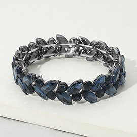 Round Marquise Stone Cluster Stretch Evening Bracelet
