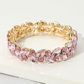 Round Marquise Stone Cluster Stretch Evening Bracelet