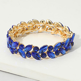 Round Marquise Stone Cluster Stretch Evening Bracelet