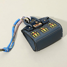 House Printed Faux Leather Elegant and Stylish Mini Purse / Bag Charm