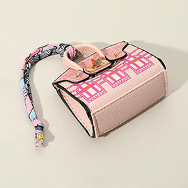 House Printed Faux Leather Elegant and Stylish Mini Purse / Bag Charm