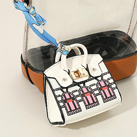 House Printed Faux Leather Elegant and Stylish Mini Purse / Bag Charm
