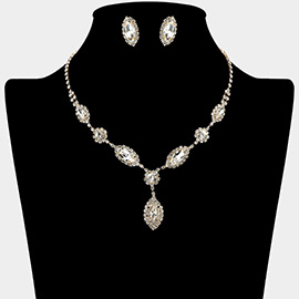 Marquise Stone Accent Rhinestone Paved Necklace