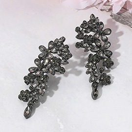 Elegant Floral Stone Cluster Drop Evening Earrings