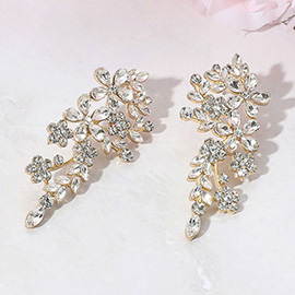 Elegant Floral Stone Cluster Drop Evening Earrings