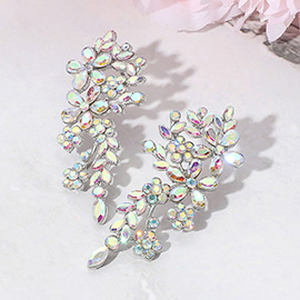 Elegant Floral Stone Cluster Drop Evening Earrings