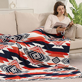 Tribal Pattern Reversible Throw Blanket