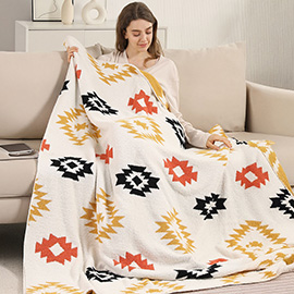 Tribal Pattern Reversible Throw Blanket