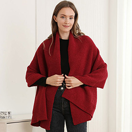 Open Front Pocketed Shawl Cardigan