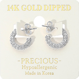 14K Gold Dipped Hypoallergenic CZ Stone Paved Mini Hoop Earrings