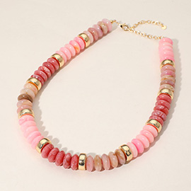 Chunky Resin Disc Beaded Necklace