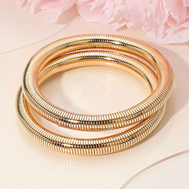 2PCS - Flexible Ribbed Metal Coil Multi Layered Bracelet