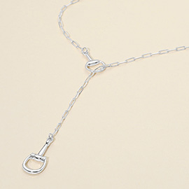 Metal Horsebit Link Sliding Accent Paperclip Chain Necklace
