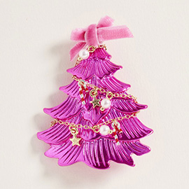 Festive Bow Top Christmas Tree Pin Brooch