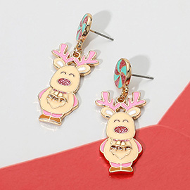 Whimsical Cute Holiday Reindeer Dangle Earrings
