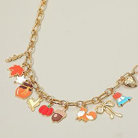 Autumn Festive Charm Station Paperclip Chain Necklace