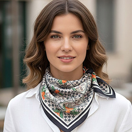 Mediterranean Lemon Tile Mosaic Print Square Bandana Scarf